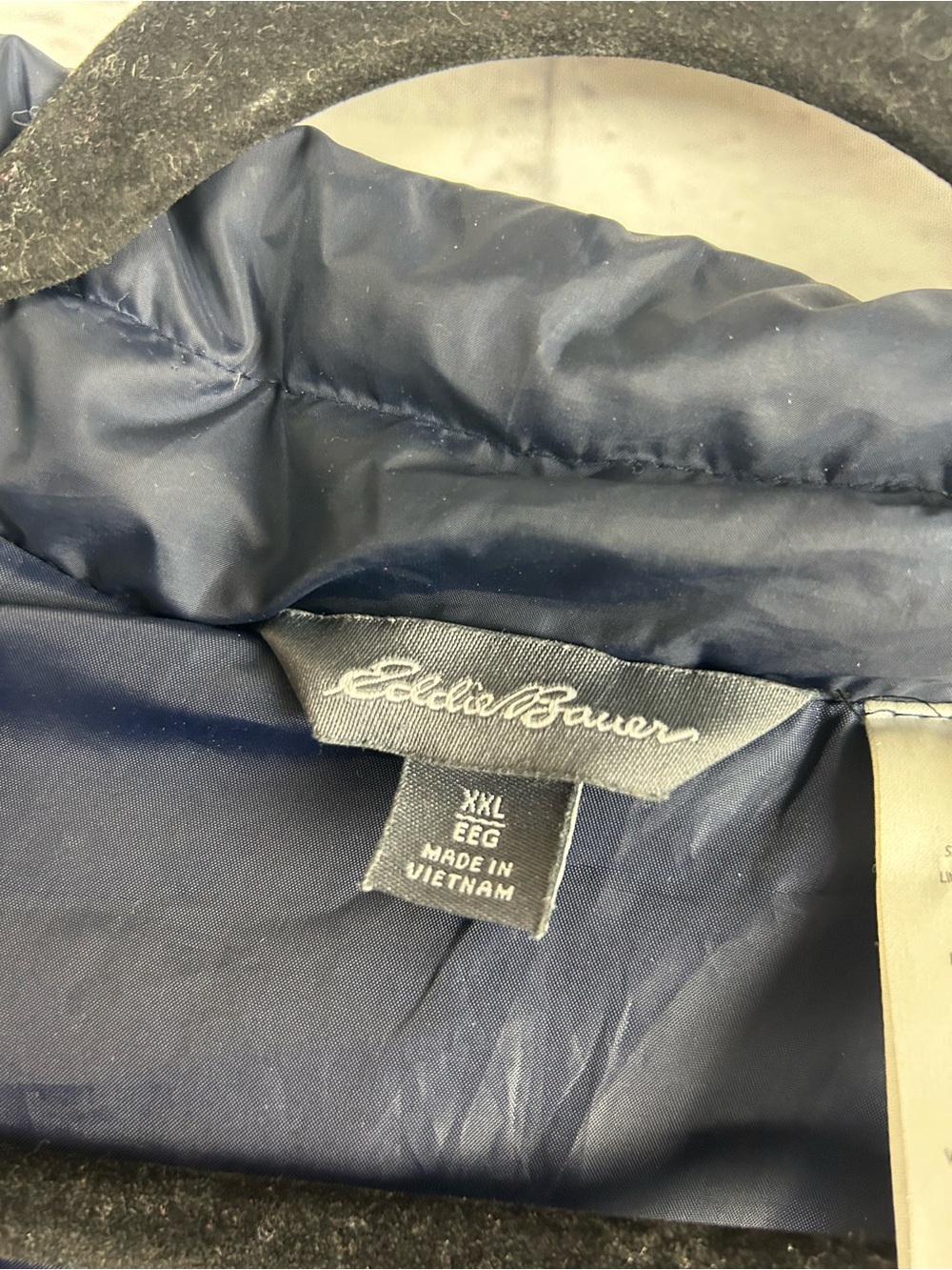 Eddie Bauer EB650 Packable Down Puffer Jacket Navy Blue Full Zip 2XL - Picture 2 of 7